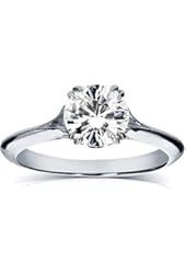 Vintage Moissanite and Diamond Engagement Ring 1 1/10 Carat (ctw) in 14k White Gold