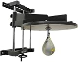 Deluxe Speedball Plattform Set inkl. Drehkugellagerung schwarz und PU Boxbirne medium carbon / silber - Boxapparat für die Wandmontage *versandkostenfrei*