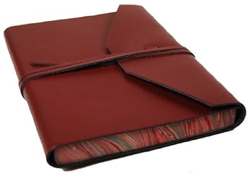 Positano Burguundy Hand Brushed Italian Leather Journal With Marbled Pages Large Size (15cm x 21cm)