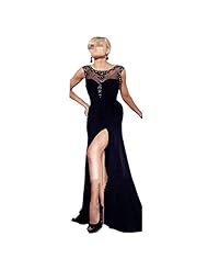  Chiffon Beaded Slit  Ball Gown Evening Dress/Bridesmaid Dress/Prom Dress/Party Dress 