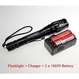 Intsun® Ultra Bright CREE 1600LM Lumen Adjustable LED Aluminum alloy Flashlight Torch + Charger + 2 x 18650 Battery, 5 Mode