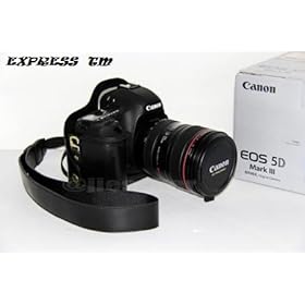 EXPRESS (TM) New Leather case Bag Cover Pouch for Canon EOS 5D Mark III 3 Camera COLORS (BLACK) FREE CLEANING CLOTH AND LENS PEN