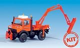 Mercedes Unimog, road construction office, with side wood cutter, Model Car, assembly kit, Kibri 1:87