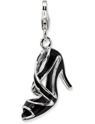 Sterling Silver 3-D Enameled Black High Heel w/Lobster Claw Clasp Clasp Charm