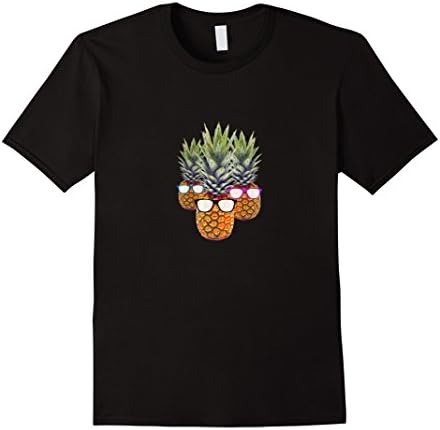Men's Group Pineapple Graphic T-Shirt Pink Blue Green Sunglasses Small Black