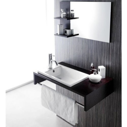 Badmöbel TOP in Wenge mit Waschbecken & Spiegel mit Regalen