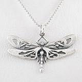 Sterling Silver Dragonfly Pendant on a 16 Sterling Silver & Rhodium Necklace, #8872