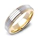 14K Gold Two-Tone Contemporary Stylish Wedding Band Ring, 13