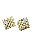 14k Gold Woven with Side Diamond Angle Cufflinks
