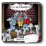 Londons Times Fish Fishing Deep Beneath Cartoons - Shark Folk Singers If I Had A Hammerhead - Mouse Pads