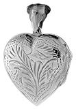 Sterling Silver Hand Engraved Heart Locket, 1 wide X 1 long