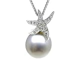 0.13 cts Pearl Pendant - 14kt White Gold FREE GIFT BAG!