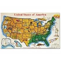 Large Wooden USA Map Capitals and States Puzzle