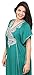 Moroccan Caftan Handmade Cotton Silver Hand Embroidery Fits Small To Large Soft Teal