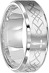 Sale! King Will 8mm Unisex Tungsten Carbide Ring Laser Tribal Design Double Grooved Polished Edge Wedding Band