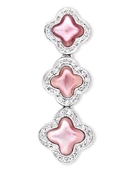 Pink Mother-Of-Pearl Inlay C.Z. Diamond Triple Clover S/S (.925) Pendent