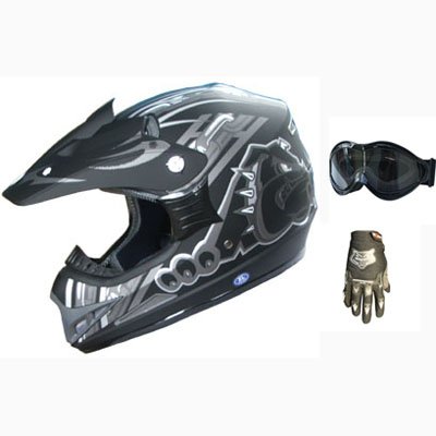 Adult DOT ATV Motocross Helmet Combo 128 Matt Black L On Sale