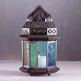 Large Moroccan Candle Lantern with Colored Glass - Aspen Country Store by 