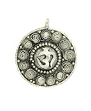 Rustic Finish Metal Om Pendant with Swirly Design