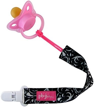 Universal Pacifier Clip Paci Holder Teether Clip Soothie Pacy (Black/White Paisley)