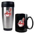Cleveland Indians MLB Stainless Steel Travel Tumbler & Black Ceramic Mug Set - Primary Logo
