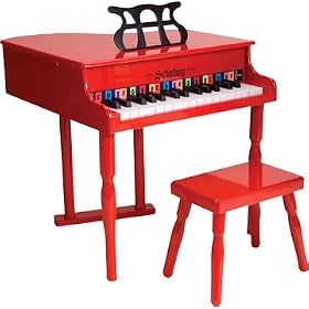 Children's Classic Grand Red Toy Piano and Bench (features 30 keys, a 2 1 2 octave span,... by Schylling