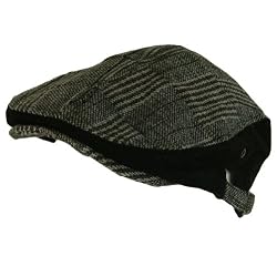 New Wool Tweed Plaid Ivy Belt Driving Golf Cap Hat * Black * Large / Extra Large