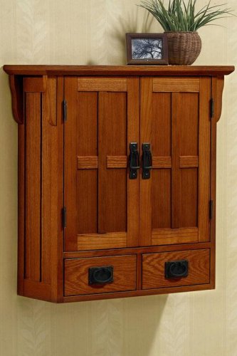Craftsman Bath Wall Cabinet Wood-door Dark Oak