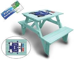 Lohasrus Kids Patio Picnic Table 15062- Non-toxic Stained Fir, for ages 2 to 5, 1 seated each side, Free Drawing Book