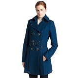 Miss Sixty Womens Skirted Wool Coat, Teal, X-Small