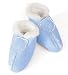 Baby : Kiddopotamus & Co Sherpa Booties Blue Faux Suede And Ivory Faux Fur Small 0 - 6 Months With Teddy Bear Appliques
