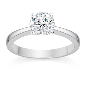 0.58 Carat F/VS2 Round Brilliant Certified Diamond Solitaire Engagement Ring in 18k White Gold