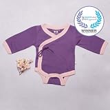 Baby Soy Long Sleeve Kimono Bodysuit Onesie (12-18 months, egg plant)