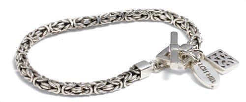 Sterling Silver Box Weave Square Cutout Charm Bracelet, 7.25