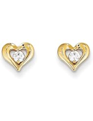 MadiK® Collections 14k Yellow Gold Polished CZ Heart Post Stud Earrings