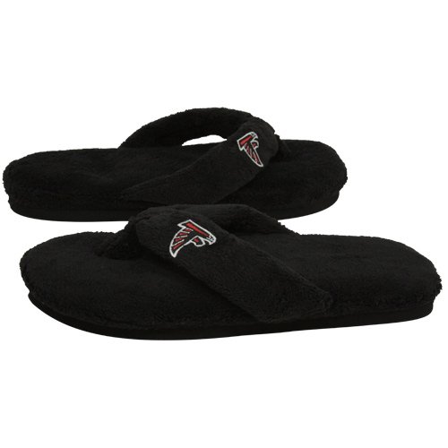 Atlanta Falcons Ladies Black Plush Thong Slippers (9/10)