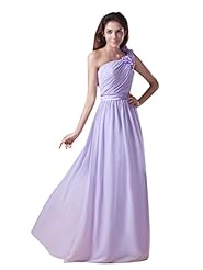 A-line Ruched Lace  Natural   Waistline Floor Length Chiffon One Shoulder Bridesmaid Dress  With Ruffles