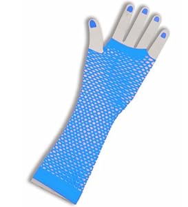 80's Turquoise Long Fishnet Adult Gloves