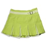 Daisy Day - Girls Knit Skirt, Citron, White
