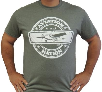 Aviation Nation, Aviation Shirt (Heather Military Green, Large)