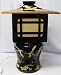 Asian style lantern table accent lamp - black lacquer with hand painted flying crane design on porcelain body
