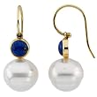 14K Yellow Gold Paspaley South Sea Cultured Pearl and Lapis Lazuli Earrings - 11.00mm