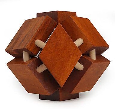 MWV Wooden IQ Brain Teasr Polyhedron Lock IQ Puzzle Magic Cube