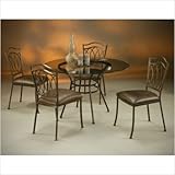 Westport 5 Piece Glass Top Dining Set in Roletta Brown