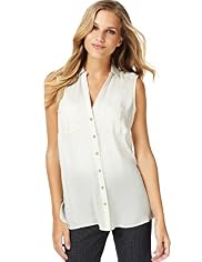 Open Neck Collar Epaulettes Blouse