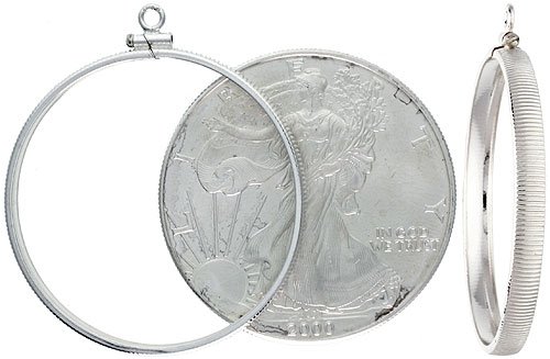 Sterling Silver Screw Top Coin Bezel, for the 1 ounce Silver Eagle Dollar 41.5 mm Coin