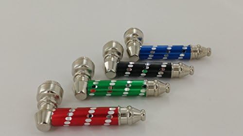 Metal Tobacco Accessory - Oval Design - (2.75") with Built-in Screen and Screw On Cap - 4 Color Multipack (Black, Blue, Green, Red)