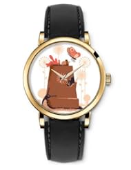 SPRAWL Aanalog Fashion Series Gold Ladies Watches of Genuine Black Leather Strap,Unique Wrist Watch for Women Girls Designed with World of Nature