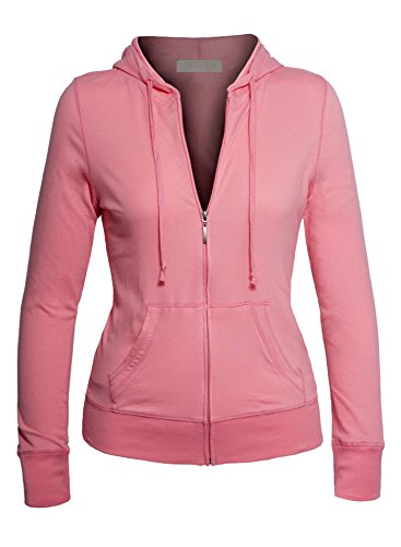 Women's Zip Up Long Sleeve Drawstring Hood Plus Size Light Jacket with Pockets