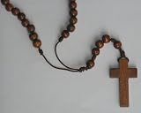 Hand-Crafted Wood Rosary with Round Beads and Cross